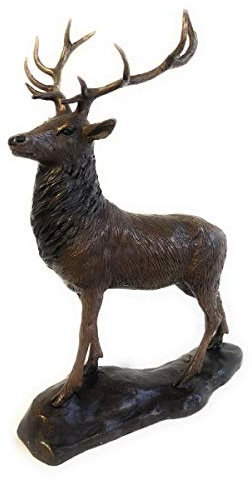 H. Packmor GmbH Bronzefigur Kleiner Hirsch auf Felsen - Dekoration für Haus und Garten - 22x28x12 cm