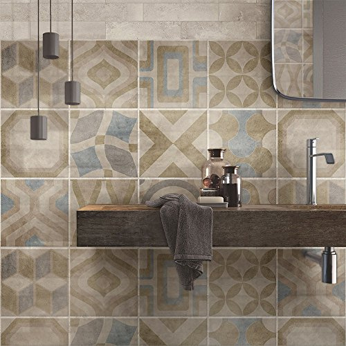 RE-COVERTILES Adesivi Piastrelle Cucina Bagno in PVC 12 Pz 15x15 cm PS00172 | Materiale PVC, Impermeabile, Antigraffio, Decorazione Parete, Peel and Stick, Made in Italy