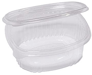 Cuki Professional Confezione da 50 Contenitori Ovali in Pet con Coperchio Incernierato, 14 x 11.9 cm, 1000 CC, Trasparente