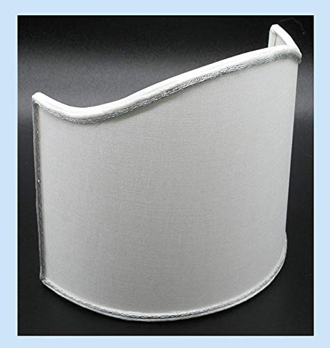 Paralume mezzo tondo ventola vela tessuto bianco bordo argento - produzione propria - made in Italy (cm 14)