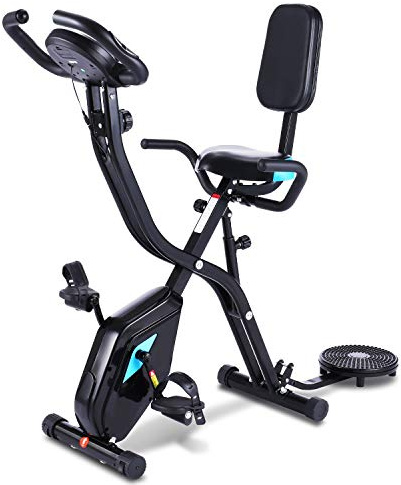 Profun Bicicleta Estática Plegable de Fitness con Respaldo Xbike fitness con App Pantalla LCD 10-Niveles Ajustable para Ejercicio Entrenamiento en Casa (Tipo 4 Negro)
