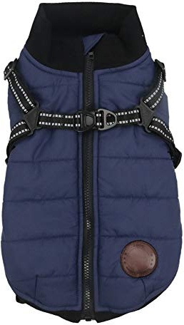 Hundemantel wasserdichte Jacke mit Harness Verdickung Warme Welpen Gepolsterte Puffer Weste Winddichte Hundekleidung für kleine mittelgroße Hunde