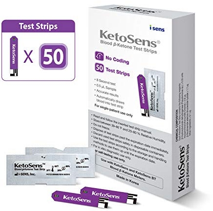 KetoSens Blood Ketone Test Strips - Ideal for The Keto Diet and Ketosis Monitoring - Includes 50 Test Strips…