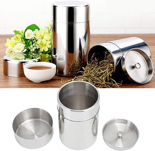 Jenngaoo Storage Canisters for Tea Coffee And Sugar, Stainless Steel Tea Canister Portable Metal Tea Jars with Airtight Lids Food Containers Set for Home Kitchen (S 400ml)