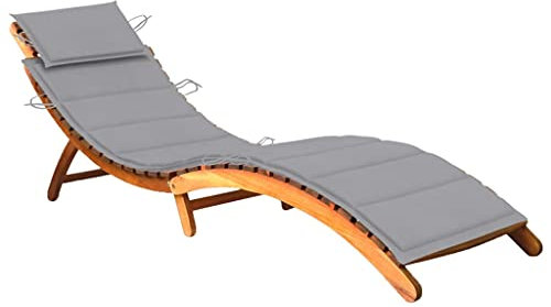 vidaXL Akazienholz Massiv Sonnenliege mit Auflage Gartenmöbel Gartenliege Holzliege Liege Relaxliege Liegestuhl Strandliege Saunaliege