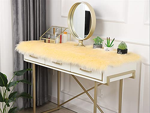 Lifup Faux Lammfell Teppich für Wohnzimmer Schlafzimmer Kinderzimmer Esszimmer, Kunstfell Matte für Stuhl Sofa Tisch Gelb 40x50cm