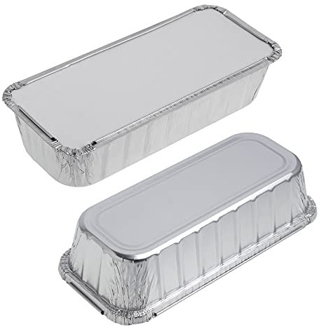 STACKABLES ~ Pack of 15 Large Rectangular Foil Trays 27 x 11.5 x 4.5cm ~ Large 1.5 Litre Loaf Aluminium Foil Pans with Lids for Baking Cooking Storing & Freezing