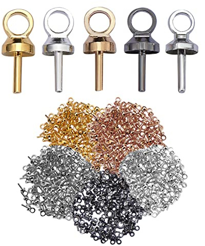WEWAYSMILE 100 pz Ciondoli Piccoli Perni a Vite, Ganci a Vite Perni a Occhiello, Ciondoli Vite Eye Pins, per Perline Semiforate Charms Creazione di Gioielli (7x3 mm)