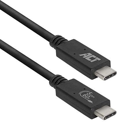 ACT AC7401 Câble USB C vers USB C 1 m, USB 3.0, PD 60 W, charge rapide, vitesse de données 5 Gbit/s, câble certifié IF