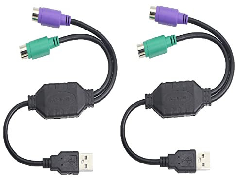 Lot de 2 adaptateurs USB vers PS/2, convertisseur de clavier et souris pour clavier PC