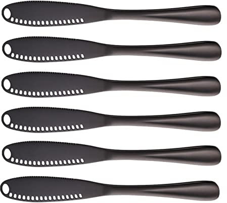 TUPMFG 6 Stück Klein Edelstahl Buttermesser mit Wellenschliff & Butterwickler zum Streichen, Schneiden & Locken, Spülmaschinenfest