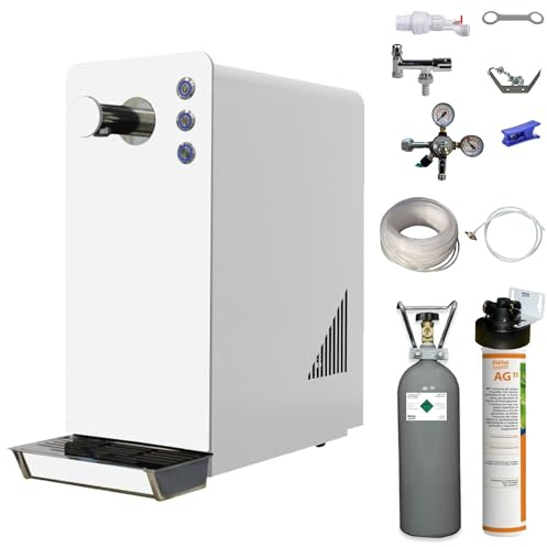 BieTal® Wassersprudler BT-15 SetTafelwasseranlage mit Kühlung Sprudelwasser Trinkwasser Wasserspender 15 L/h - weiß mit Filter