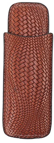 Qcwwy Caja de Cigarros, Caja de Cigarros de Viaje Costura Apretada 2 Tenedores de Cuero de Imitación Elegante para Fiesta (Marrón)