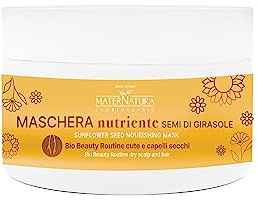 Maternatura, Nährende Haarmaske für Trockenes Haar mit Sonnenblumensamen, Feuchtigkeitsbehandlung für Geschädigtes Haar, Bio Beauty-Routine für Trockene Haut und Haare, Made in Italy - 200 ml