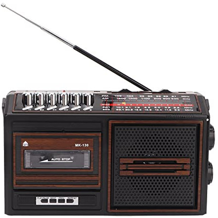Lecteur de Cassettes Portable, Magnétophone avec Radio AM/FM/SW/SW1-2, Prise en Charge SD/USB, Haut-Parleur intégré, avec Antenne, Prise Casque (Café)