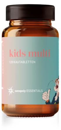 Sanopoly Essentials KIDS MULTI Vitamin Tabletten I 120 Kautabletten mit Vitamin Komplex I 10 wertvolle Vitamine für Kinder I Vegan