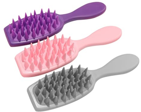 VINTORKY Spazzola Massaggio Cuoio Capelluto 3 Pezzi, Silicone e Abs, Pulizia Profonda della Cute, Massaggio Lenitivo, per Shampoo in Famiglia