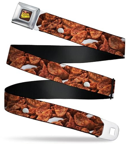 The FlintstonesBelt, Seatbelt Buckle Belt, Cocoa Pebbles Vivid Cereal Close Up Browns, Adjustable, Multi-color, 3.81 cm Wide