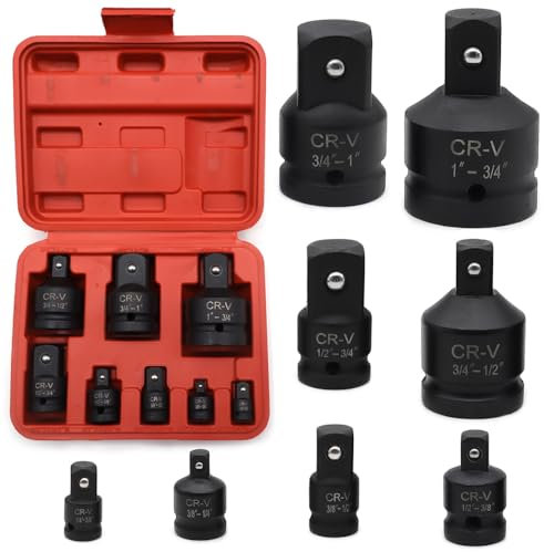 YDHfdc 8 Pezzi Adattatore Chiave a Cricchetto 1/4 3/8 1/2 3/4 Adattatore per Bussola di Impatto Riduttori per Bussola per Chiave Dinamometrica, Cricchetto, Trapano