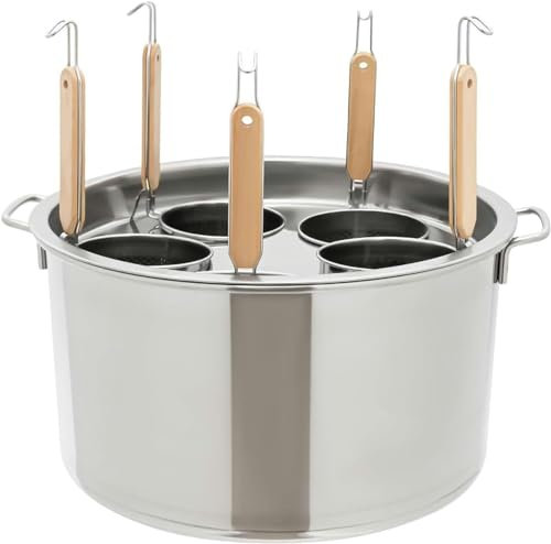 BTURYT Edelstahl Nudelkocher Für Nudeltopf, 3/4/5 Loch Nudelkocher Einsätze Set, Einsätze Set Mit Trenner Und Sieb Für Haushaltstöpfe, Ristorant