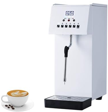 YHJLZNA Comercial Máquina de Vapor de Leche de 220v,Leche vaporizador 6L, Comercial Máquina de Espuma de Leche de Vapor con Pantalla LCD en la cafetería(Color:Blanco)