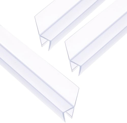 sourcing map Lot de 5 joints latéraux de porte de douche de type H pour verre de 1,9 cm de long (39,9 cm x 5 pièces), bande d'étanchéité segmentée en 3 sections sans cadre, transparent
