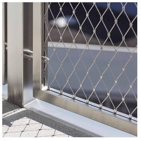 VXHCS 304 Edelstahl-Maschendraht, Flexibles Kabelgeflecht 5cm/1,5mm, Schutzgrenze Tiergeflügelkäfignetz, Dehnbares Balustraden-Füllgitter (0.8x3m/2.6x9.8ft)