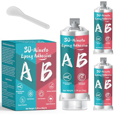 LAMXIN 30 Minuti Colla Epossidica Bicomponente 150ml, Resistenti e Durevoli Colla Epossidica Riparazione Rapida, Adatto Per Metallo, Legno, Plastica, Vetro, Ceramica