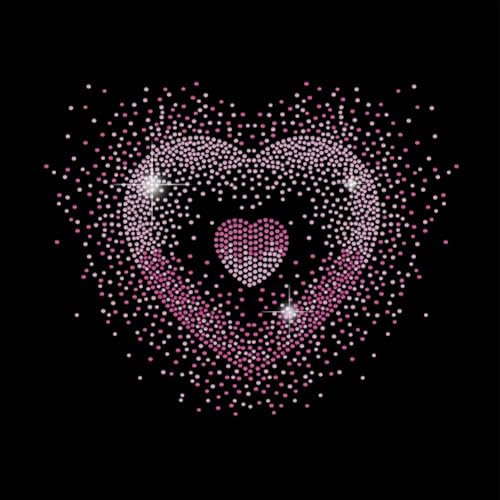 SUPERDANT Corazón strass Hotfix para planchar, degradado de color, corazón, strass, transferencia de calor, transferencia de calor, parche de transferencia para camiseta de cristal, decoración DIY