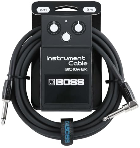 BOSS BIC-10A cavo per strumenti | Connettori da 1/4 dritto/angolo retto, lunghezza 3 m, cavi robusti e silenziosi, nero
