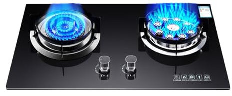 Cuisinière À Gaz 4,2 KW/5,2 KW 2 Brûleurs, Dispositif De Protection Contre Les Flammes Accidentelles, For La Cuisine, Le Camping, Le Jardin, Les Repas Avec Tuyau Réglable(NG)