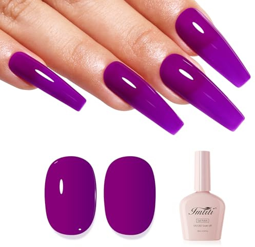 Imtiti Smalto Semipermanente Unghie Viola, Smalti Semipermanenti Per Unghie Viola Neon Primavera Estate Smalto Gel Unghie UV French Gel Nail Polish UV Led Soak Off 10ml