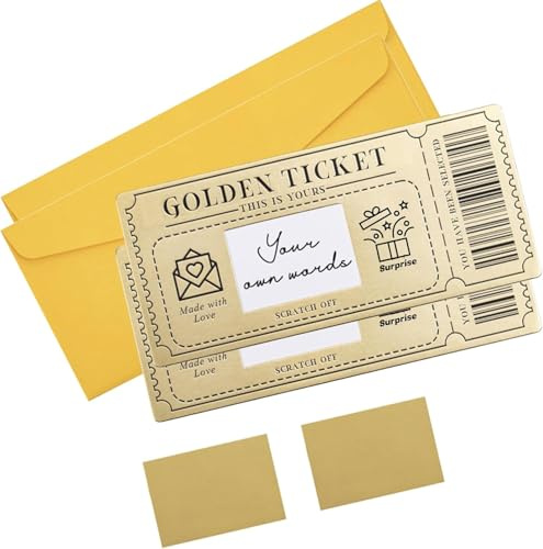 Kinoco - Tarjeta de rascado de oro de lujo - Lote de 2 | Regalo personalizado para cumpleaños, boda, embarazo, jubilación | Embalaje dorado lujoso, idea única para mujer y hombre