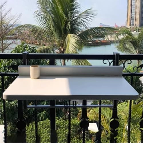Klappbarer Balkon-Hängetisch, Verstellbarer Wand-Geländertisch Für Die Terrasse, Platzsparender Beistelltisch Für Den Außenbereich, Wetterbeständig Und Langlebig of(Size:100 * 39cm,Color:weiß)