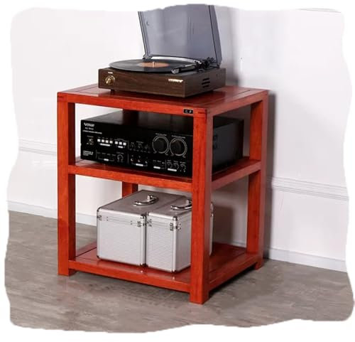 Generisch HiFi-Rack, Medienständer aus Massivholz – 3-stufiger AV-Schrank zur Eckaufbewahrung, bodenstehende Stereoregale, Audio-Rack für Theater und Aufnahmeraum (Begonia)