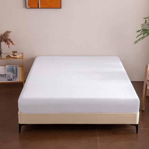 Sonive Spannbettlaken 180x200cm, 30 cm Tiefe Tasche Öko-Tex Weiß | Spannbetttuch Bettlaken Weich und atmungsaktiv Maschinenwaschbar