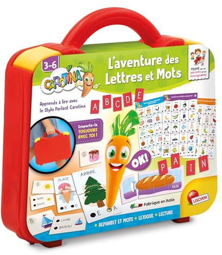Lisciani – CAROTINA Encyclopédie des Animaux – Valisette Éducative Portable pour Enfants 3-6 Ans – Stylo Parlante & Lumineux – Quiz Interactifs Animaux – Activités Didactiques – Logique & Autonomie
