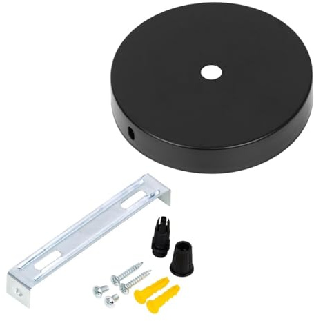 WUSJCOF Rosone da soffitto, scatola di connessione in metallo, 1 foro, rotondo, calotta coprifili sospensione, tutte, con cavo e morsetto, piastra di montaggio luce, ideale per attacchi (100x20mm)