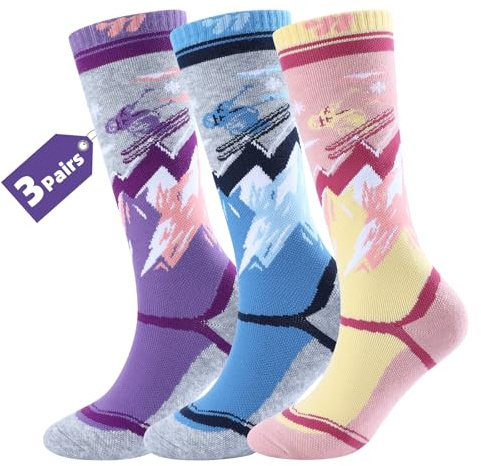 West Biking Kids Merino Wool Ski Socks for Boys Girls Knee High Sock Thermal Winter Warm Snowboard Socks 3 Pairs