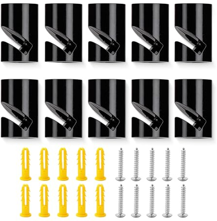 Affenschaukel Lampe 10 STK, Affenschaukel Schwarz, Aufputz Kabelhalter für Textilkabel, Deckenbefestigung mit Schrauben und Dübel, Aluminium Wand- und Deckenpins Kabel für Lampen DIY