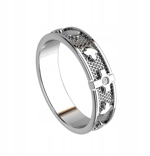 Ulex Premium 925 Sterling Silber Ringe Bandring Rosenkranz Mit Zirkonia Rhodiniert Elegant Zeitlos Handgefertigt Klassischer Religiöser Unisex Silberring Größe 55
