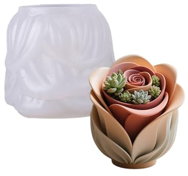 Maceta creativa de silicona con forma de rosa para joyas y suculentas, decoración con forma de flor
