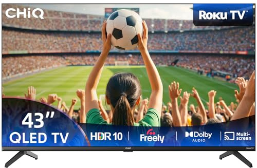 CHiQ L43QM10K 43 Inch Smart TV, Full HD QLED PRO Display, DCI-P3 90% Wide Colour, HDR10, ROKU TV OS