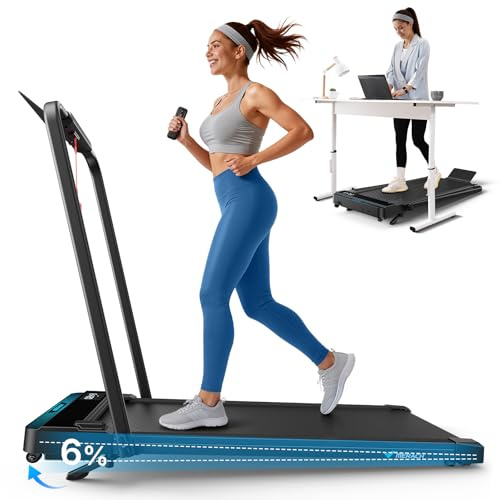 MERACH Walking Pad Treadmill with 6% Incline, 2-in-1 Foldable | 3.0HP Motor, Max Speed 12km/h, LED Display & Smart APP, 300 LBS Weight Capacity, Space-Saving Design