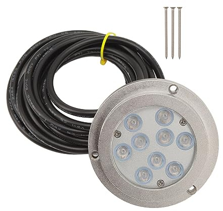 Zonizforceal Luz subacuática para barco de 3,8 pulgadas con LED, luz marina impermeable IP68, luz para piscina de acero inoxidable 316 con vidrio templado para yate, velero, pontón y piscina