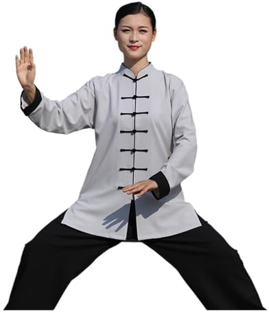 TRRYUIP Tai Chi Abbigliamento Uniforme Tai Chi da donna - Tuta allenamento primavera/autunno/inverno for uomo Baduanjin migliorato(GRAY,XL)
