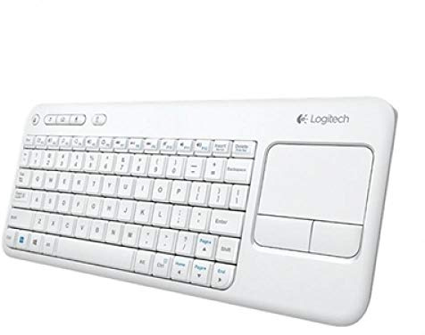 Logitech K400 Teclado Táctil Inalámbrico Plus para TV con un Control Multimedia y Panel Táctil, Teclado HTPC para TV conectada a PC, Windows, Android, Chrome OS, Portátil, QWERTY Español - Blanco
