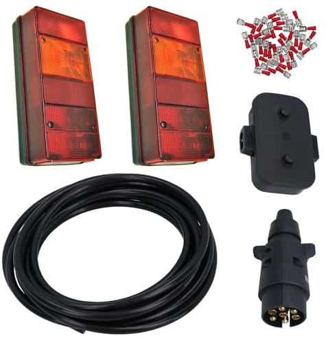 AB Tools Trailer Light Wiring Kit - Large Lights, Plug, Junction Box, 5m Wire, Terminals