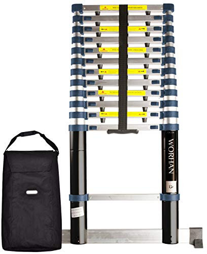 WORHAN Teleskopische 3.8m TELESKOPLEITER ALULEITER ANLEGELEITER ALULEITER ALU TELESKOP Leiter MULTIFUNKTIONS Leiter 380cm 1K3.8A+Bag
