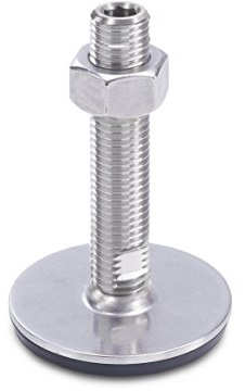 Ganter Normelemente | Edelstahl Stellfüße - GN 41-60-M16-150-D3-UK| Fußdurchmesser 60mm | Gummi aufvulkanisiert, schwarz